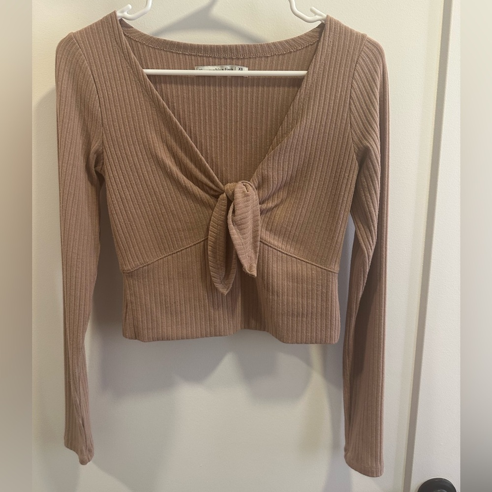 Women's Ribbed Tie-Front Top